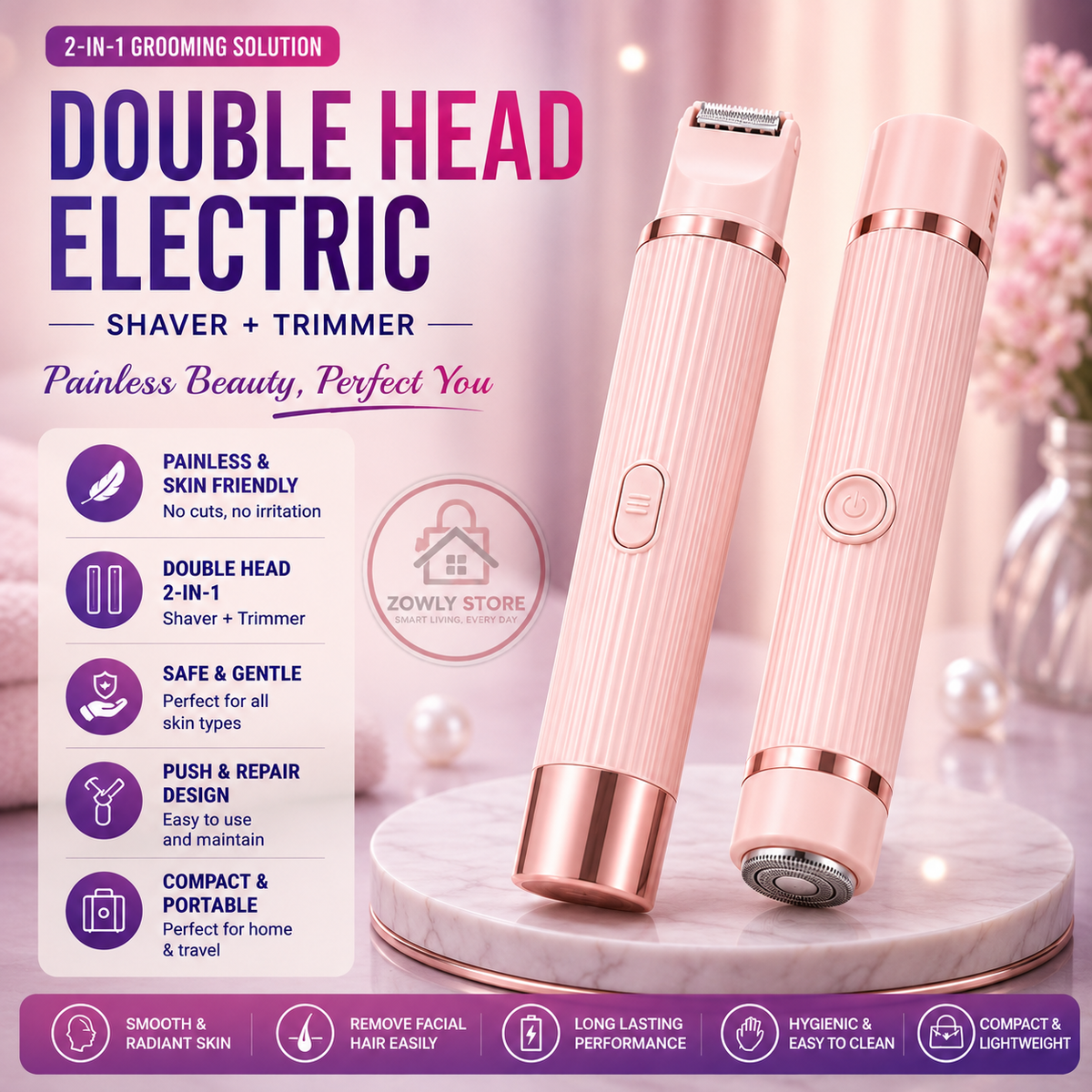 2in1 Double Head Electric Shaver+Trimmer